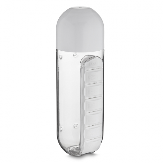 Garrafa Plástica com Porta Pílulas Personalizada Garrafa Plástica com Porta Pílulas Personalizada