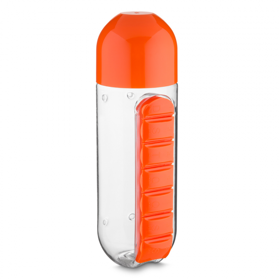 Garrafa Plástica com Porta Pílulas Personalizada Garrafa Plástica com Porta Pílulas Personalizada