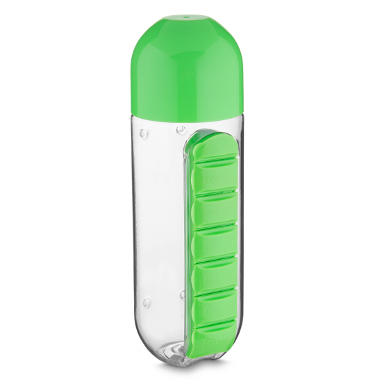 Garrafa Plástica com Porta Pílulas Personalizada Garrafa Plástica com Porta Pílulas Personalizada