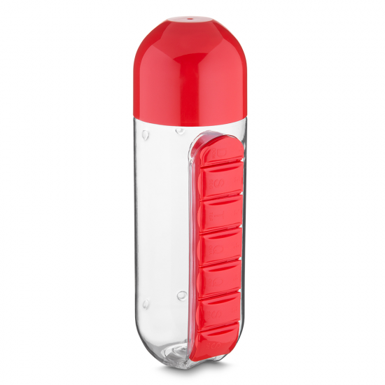 Garrafa Plástica com Porta Pílulas Personalizada Garrafa Plástica com Porta Pílulas Personalizada