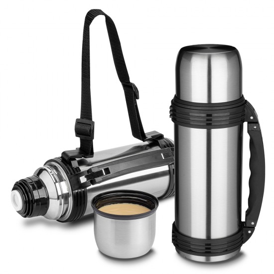 Garrafa térmica em aço inox com parede dupla isolada a vácuo,com capacidade de até 1,2l. Garrafa térmica em aço inox com parede dupla isolada a vácuo,com capacidade de até 1,2l.