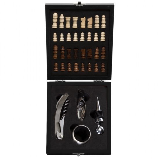 Kit Vinho Xadrez 4 peças Personalizado Kit Vinho Xadrez 4 peças Personalizado