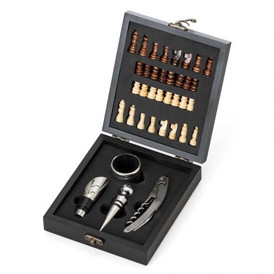 Kit Vinho Xadrez 4 peças Personalizado Kit Vinho Xadrez 4 peças Personalizado