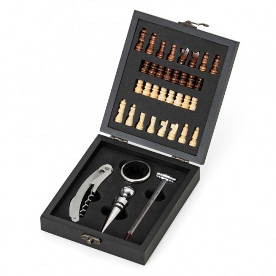 Kit Vinho Xadrez 4 peças Personalizado Kit Vinho Xadrez 4 peças Personalizado