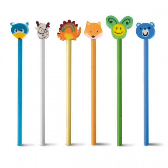 Lápis com Boneco de Borracha Personalizado Lápis com Boneco de Borracha Personalizado