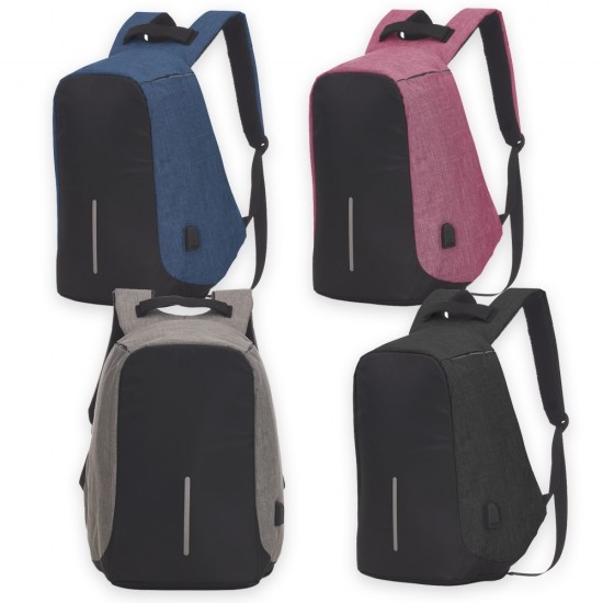 Mochila Poliéster Anti-Furto USB para Brinde Personalizado Mochila Poliéster Anti-Furto USB para Brinde Personalizado
