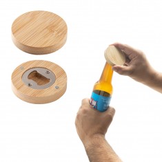 Porta copos em bambu com descapsulador e parte magnética Personalizada