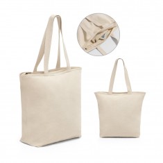 Sacola 100% algodão (280 g/m²) com fecho e bolso interior Personalizada