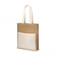 Sacola em juta (240 g/m²) e bolso em 100% algodão (140 gm²) Personalizada