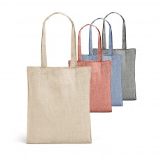 Sacola dobrável em 70% algodão reciclado e 30% poliéster reciclado (140 g/m²) sem tingimento Personalizada