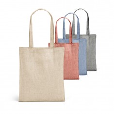 Sacola dobrável em 70% algodão reciclado e 30% poliéster reciclado (140 g/m²) sem tingimento Personalizada
