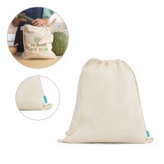 Sacola tipo mochila em algodão orgânico (120 g/m²) Personalizada