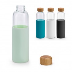 Squeeze em vidro borossilicato com tampa em bambu 600 mL Personalizado