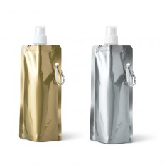 Squeeze dobrável em PE com bico de sistema "push-pull" e acabamento metalizado 460 mL Personalizado