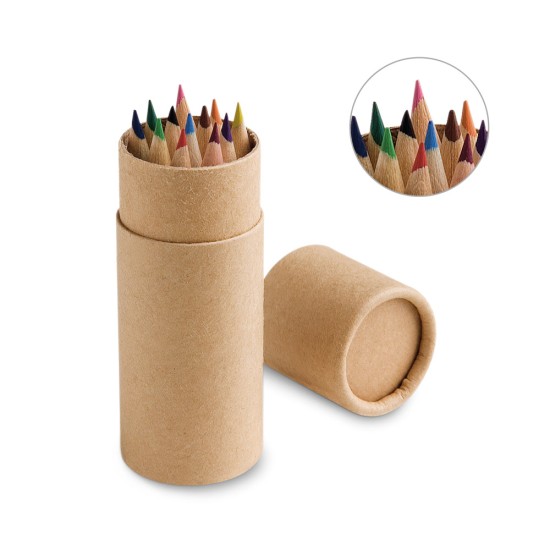 Caixa cilíndrica em cartão com 12 lápis de cor Personalizada