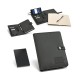 Pasta A5 em c. sintético com bateria portátil embutida (lítio) 4'000 mAh e caderno com 128 páginas pautadas Personalizada