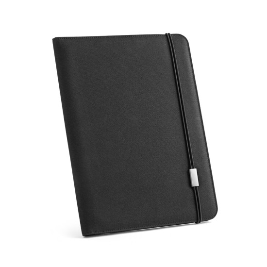 Pasta A4 em poliéster 100% reciclado 300D com caderno com 40 páginas pautadas Personalizada