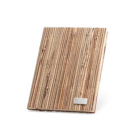 Caderno A5 de capa dura em palha natural com 192 páginas pautadas recicladas Personalizado