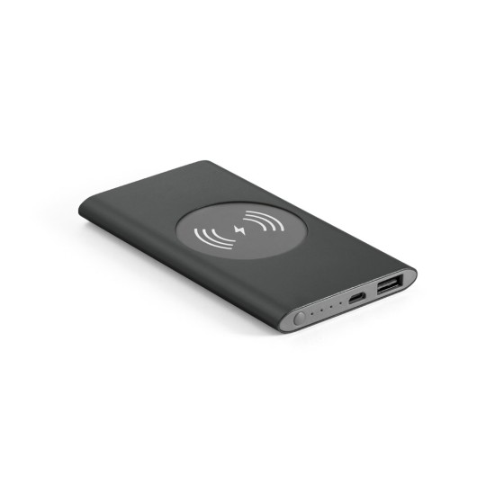 Bateria portátil com carregador wireless em alumínio 100% reciclado e capacidade de 4'000 mAh Personalizada