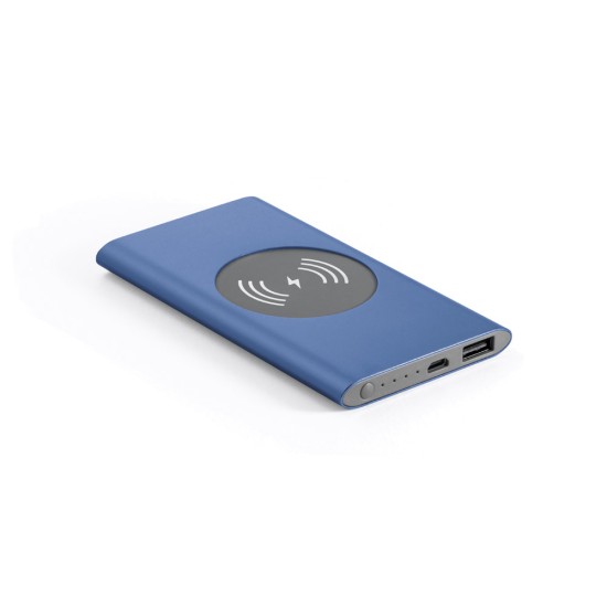 Bateria portátil com carregador wireless em alumínio 100% reciclado e capacidade de 4'000 mAh Personalizada