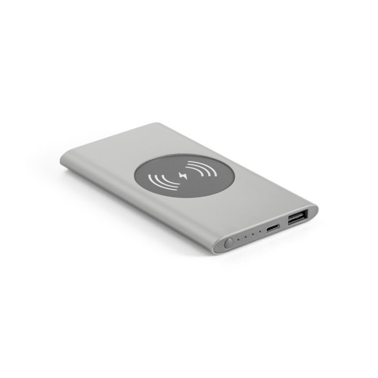 Bateria portátil com carregador wireless em alumínio 100% reciclado e capacidade de 4'000 mAh Personalizada
