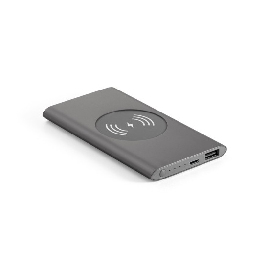 Bateria portátil com carregador wireless em alumínio 100% reciclado e capacidade de 4'000 mAh Personalizada