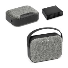 Caixa de som portátil em ABS, tecido em poliéster e acabamento em borracha 1'200 mAh Personalizada