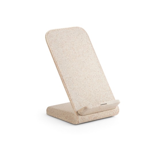 Suporte para celular com carregador por indução (wireless) super-rápido em fibra de palha de trigo e ABS Personalizado