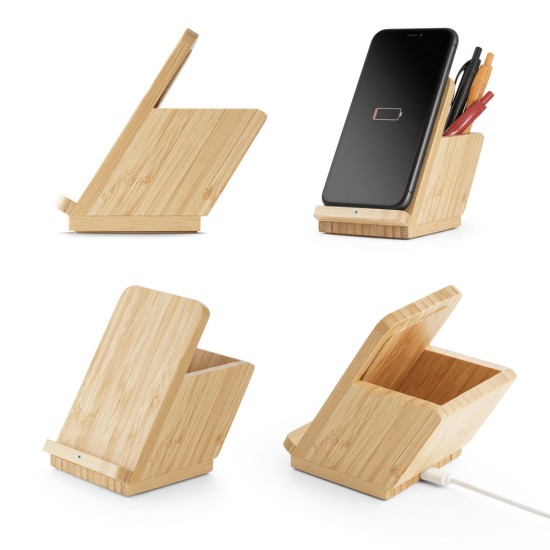 Carregador por indução (wireless) super-rápido em bambu 15W Personalizado