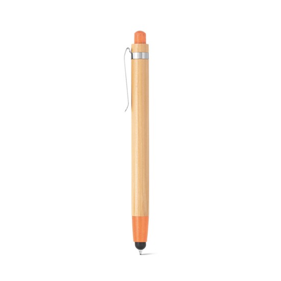 Esferográfica em bambu com ponteira touch Personalizada