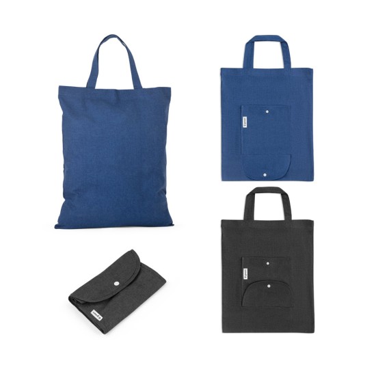 Sacola dobrável (140 g/m²) em 50% algodão, 30% algodão reciclado e 20% poliéster reciclado Personalizada