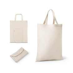 Sacola dobrável em 50% algodão, 30% algodão reciclado e 20% poliéster reciclado (140 g/m²) Personalizada