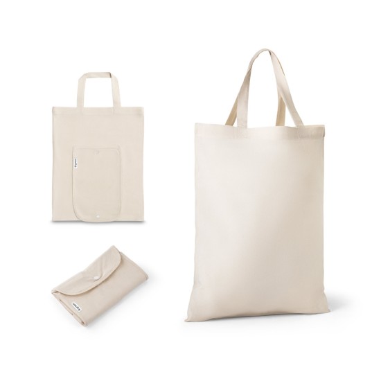 Sacola dobrável em 50% algodão, 30% algodão reciclado e 20% poliéster reciclado (140 g/m²) Personalizada
