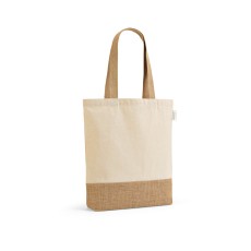 Sacola em 70% algodão reciclado e 30% poliéster reciclado (180 g/m²) com base em juta Personalizada