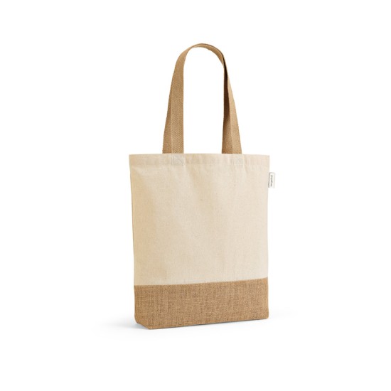 Sacola em 70% algodão reciclado e 30% poliéster reciclado (180 g/m²) com base em juta Personalizada