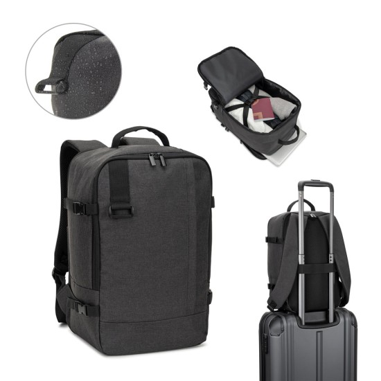 Mochila desenvolvida para cumprir as dimensões exigidas pelas companhias aéreas em poliéster reciclado 600D de alta densidade com acabamento repelente à água 20 L Personalizada