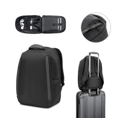 Mochila antirroubo, em poliéster reciclado 600D twill, resistente à água, e bolso para notebook 17'3" 20 L Personalizada
