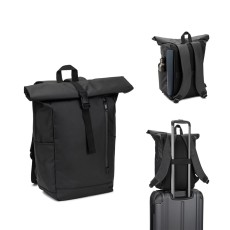 Mochila "Roll top" com design em sistema de fecho que permite enrolar a parte superior em poliéster reciclado 600D de alta densidade com revestimento resistente á água 20 L Personalizada