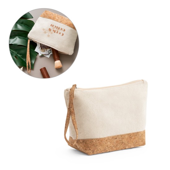 Bolsa de cosméticos em 100% de algodão e cortiça (280 g/m²) Personalizada