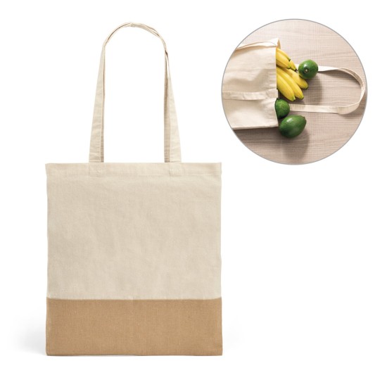 Sacola 100% algodão (160 g/m²) com detalhes em imitação de juta Personalizada