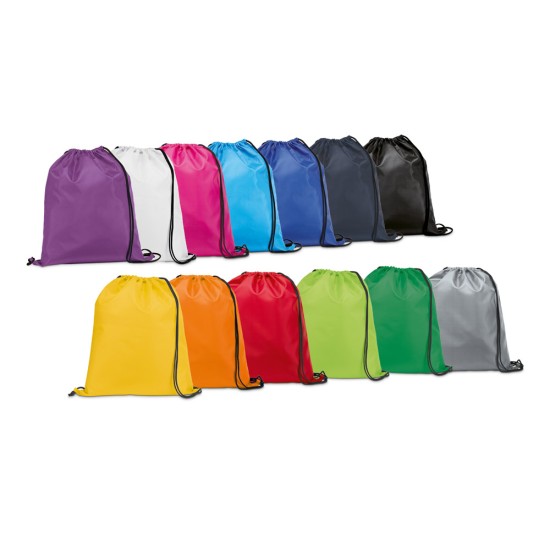 Sacola tipo mochila em 210D com cordões em preto Personalizada