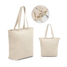 Sacola 100% algodão (280 g/m²) com fecho e bolso interior Personalizada