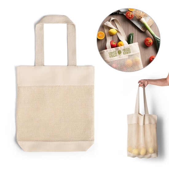 Sacola 100% algodão (180 g/m²) com malha 100% algodão (100 g/m²) Personalizada