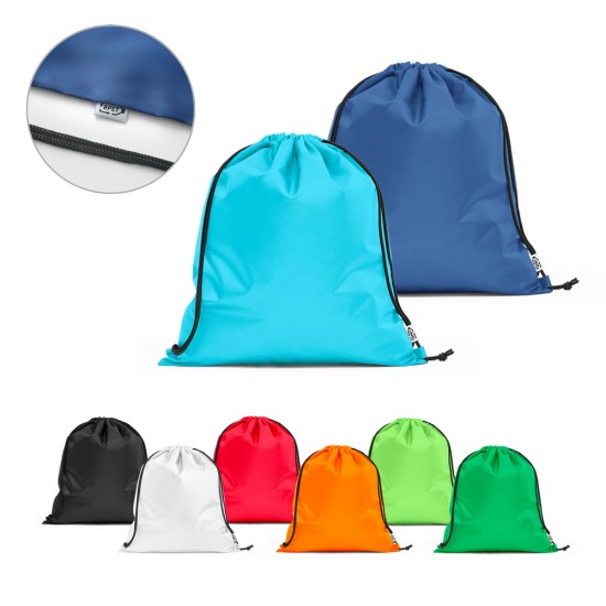 Saco tipo mochila em poliéster reciclado 190T com alças Personalizado