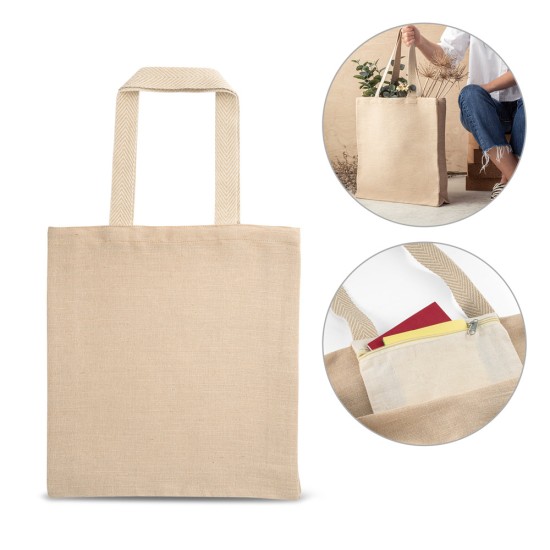 Sacola em juco (mistura de algodão e juta, 275 g/m²) Personalizada