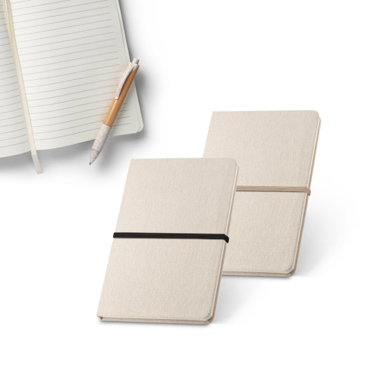 Caderno A5 em linho de capa dura com 192 páginas pautadas (230 g/m²) Personalizado