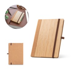 Caderno A5 de capa dura em folha de bambu e cortiça com 160 páginas pautadas Personalizado