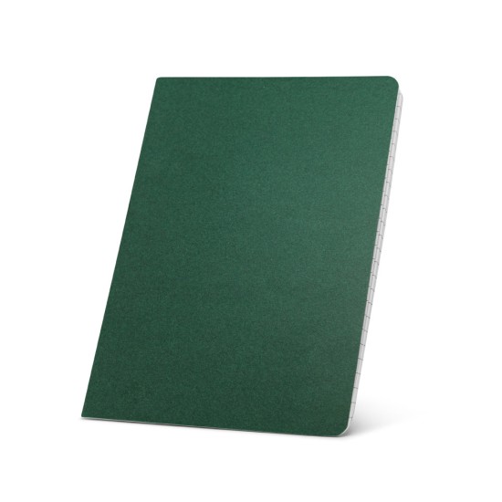 Caderno A5 de capa flexível em cartão kraft reciclado com 80 páginas pautadas recicladas para empresas