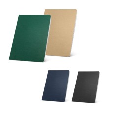 Caderno A5 de capa flexível em cartão kraft reciclado com 80 páginas pautadas recicladas para empresas