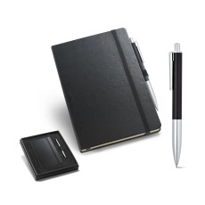 Kit de caderno A5 e esferográfica em cartão e alumínio para brinde personalizado
